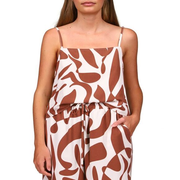 Sanctuary Printed Spaghetti-strap Top In Lion River - M - Picture 2 of 3